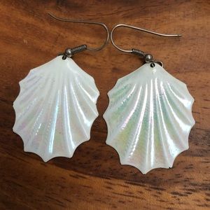 VINTAGE Metal Iridescent Shell Earrings